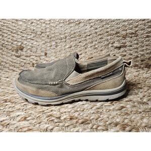 Skechers Mens Milford Fabric Leather Brown Slip On Shoes Casual Size 8.5